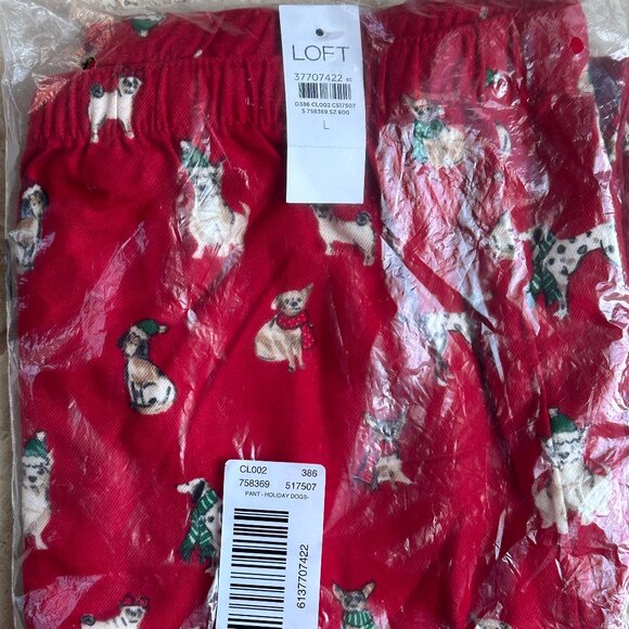 ANN TAYLOR LOFT WOMEN'S HOLIDAY DOG PAJAMA PANTS:NWT TANGO RED/MULTI  LARGE - Picture 9 of 9